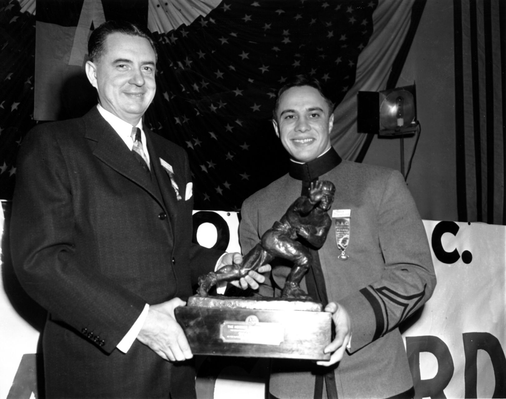 1945: Doc Blanchard of Army becomes the first junior to win the Heisman Trophy